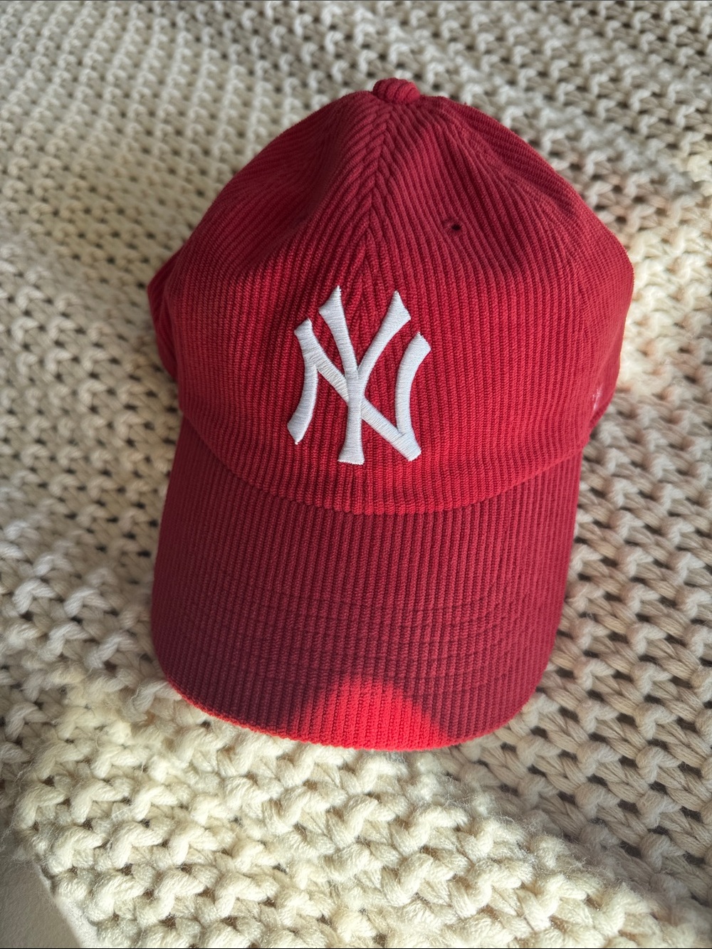 New York Yankees Red Corduroy Baseball Cap